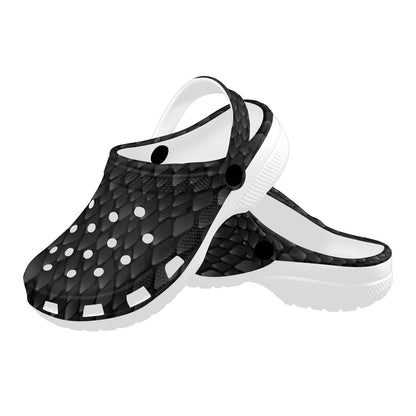 Snake Skin Black Print Unisex Clogs Shoes