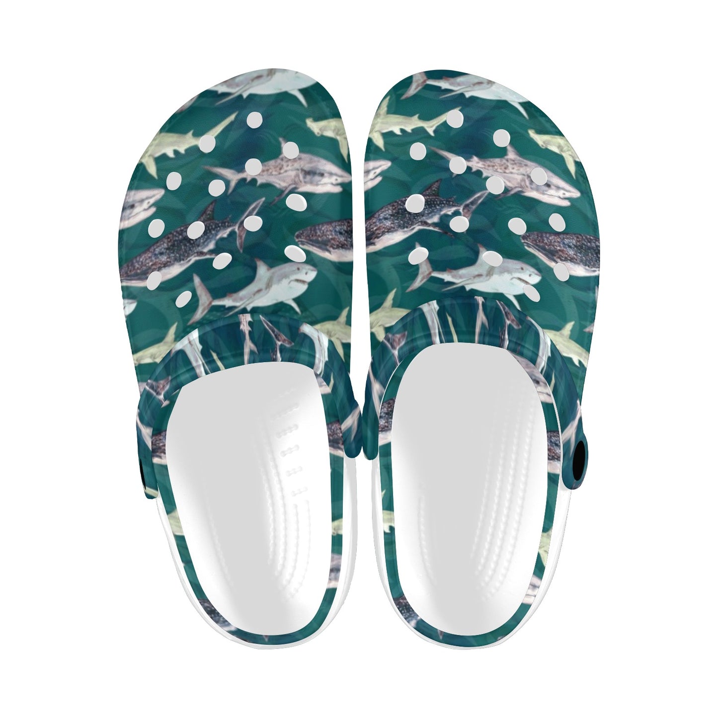 Shark Style Print Unisex Clogs Shoes
