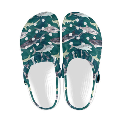 Shark Style Print Unisex Clogs Shoes