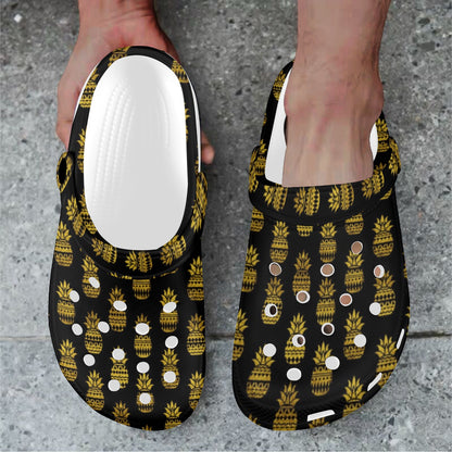 Pineapple Gold Tribal Style Print Unisex Clogs Shoes
