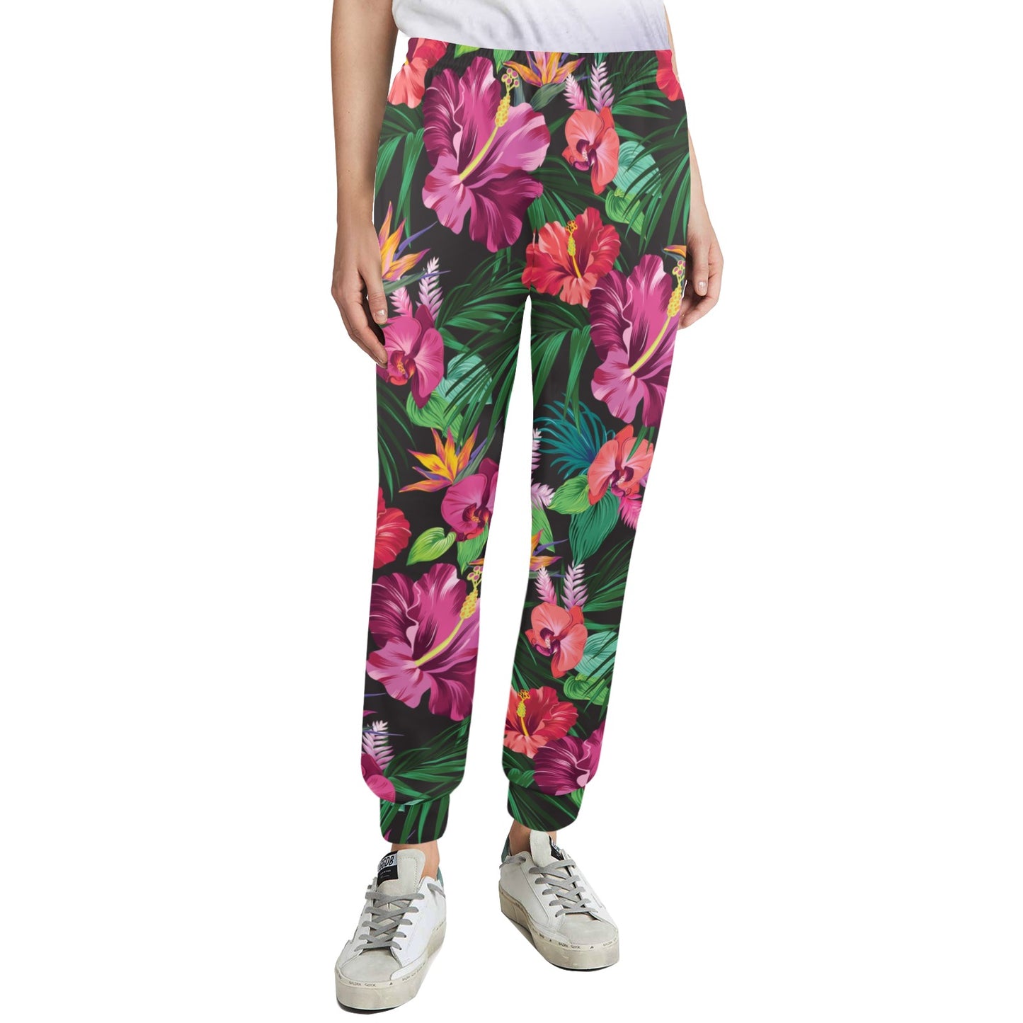 Hibiscus Hawaiian Design Print Pattern Women's Casual Track Pants