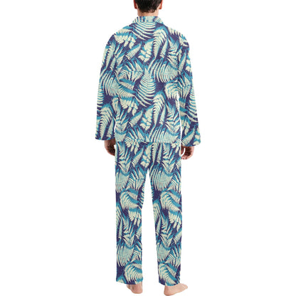 Fern Leave Summer Print Pattern Men's Long Pajama Set