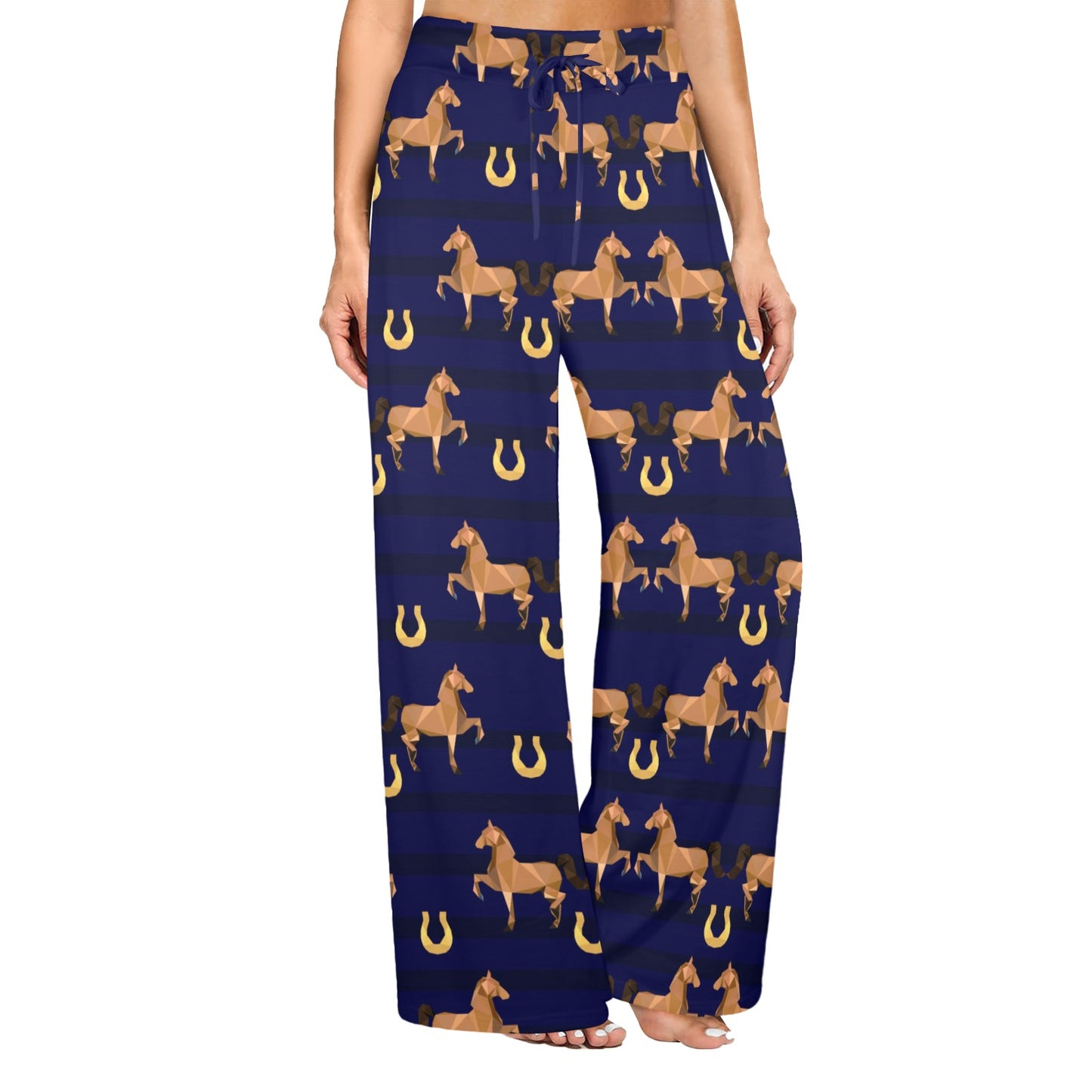 Horse Luxury Themed Pattern Print Women's Wide Leg Lounge Pants