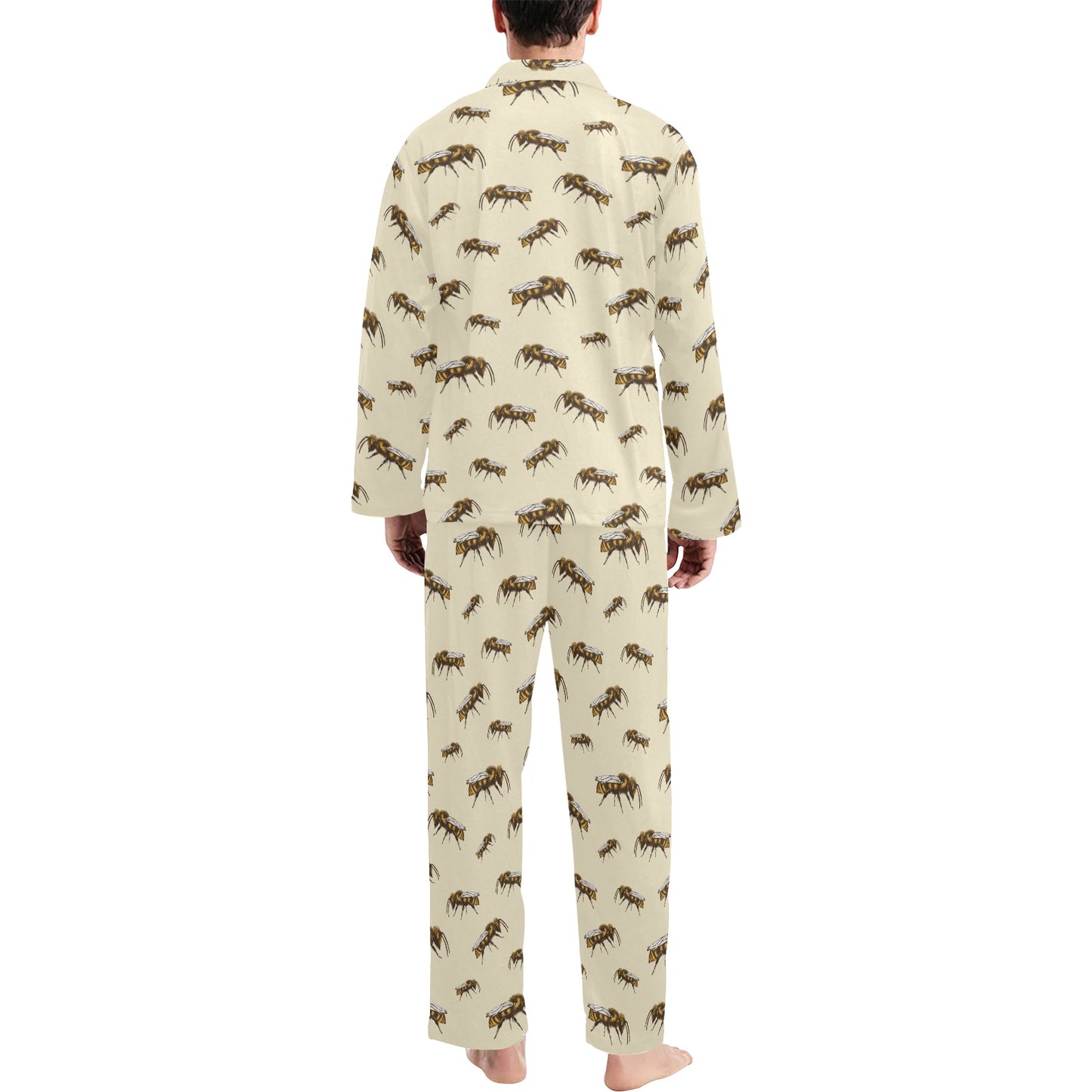 Bee Print Design LKS306 Men's Long Pajama Set