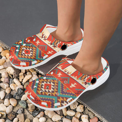 Aztec Red Print Pattern Unisex Clogs Shoes