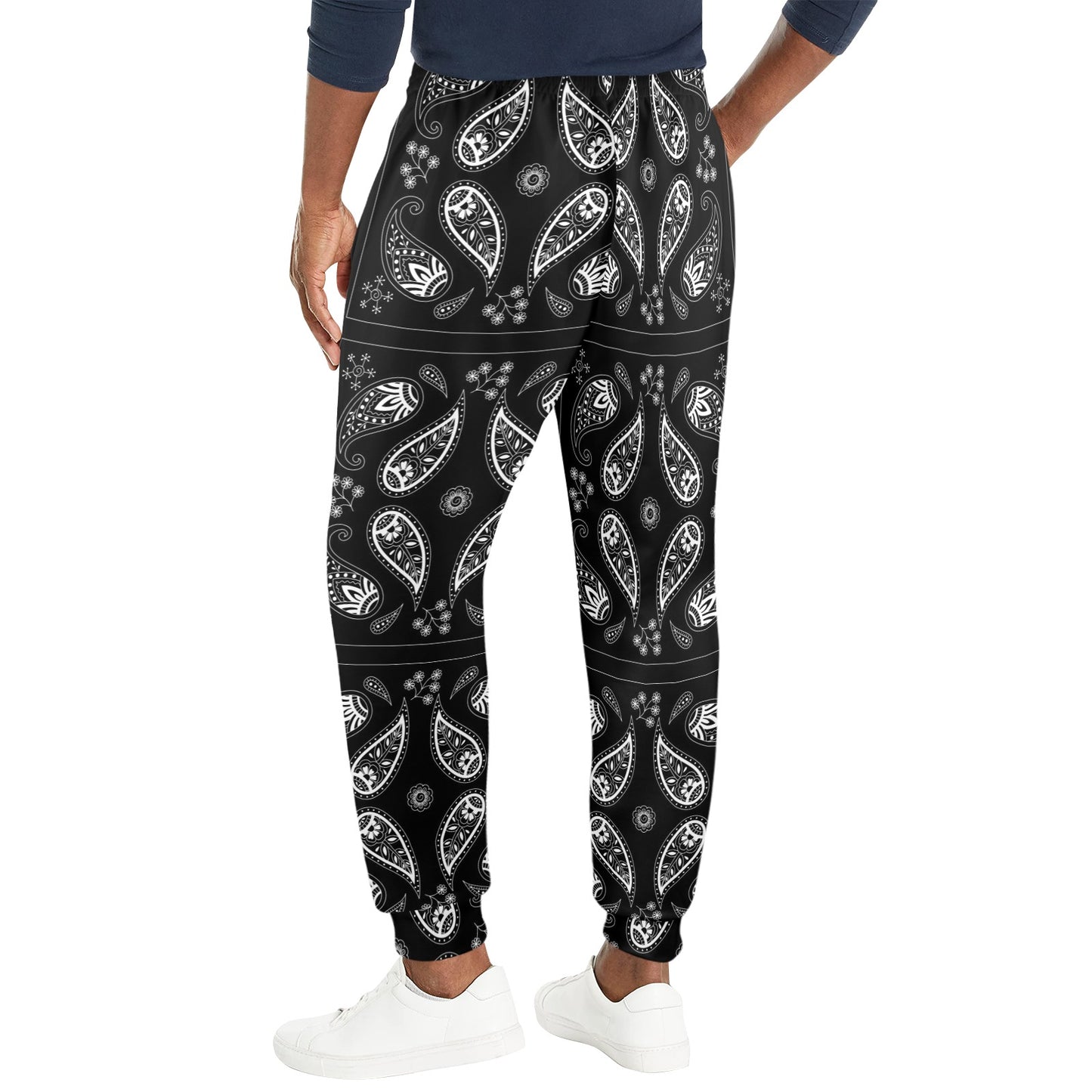 Bandana Paisley Black Print Design LKS308 Men's Casual Track Pants