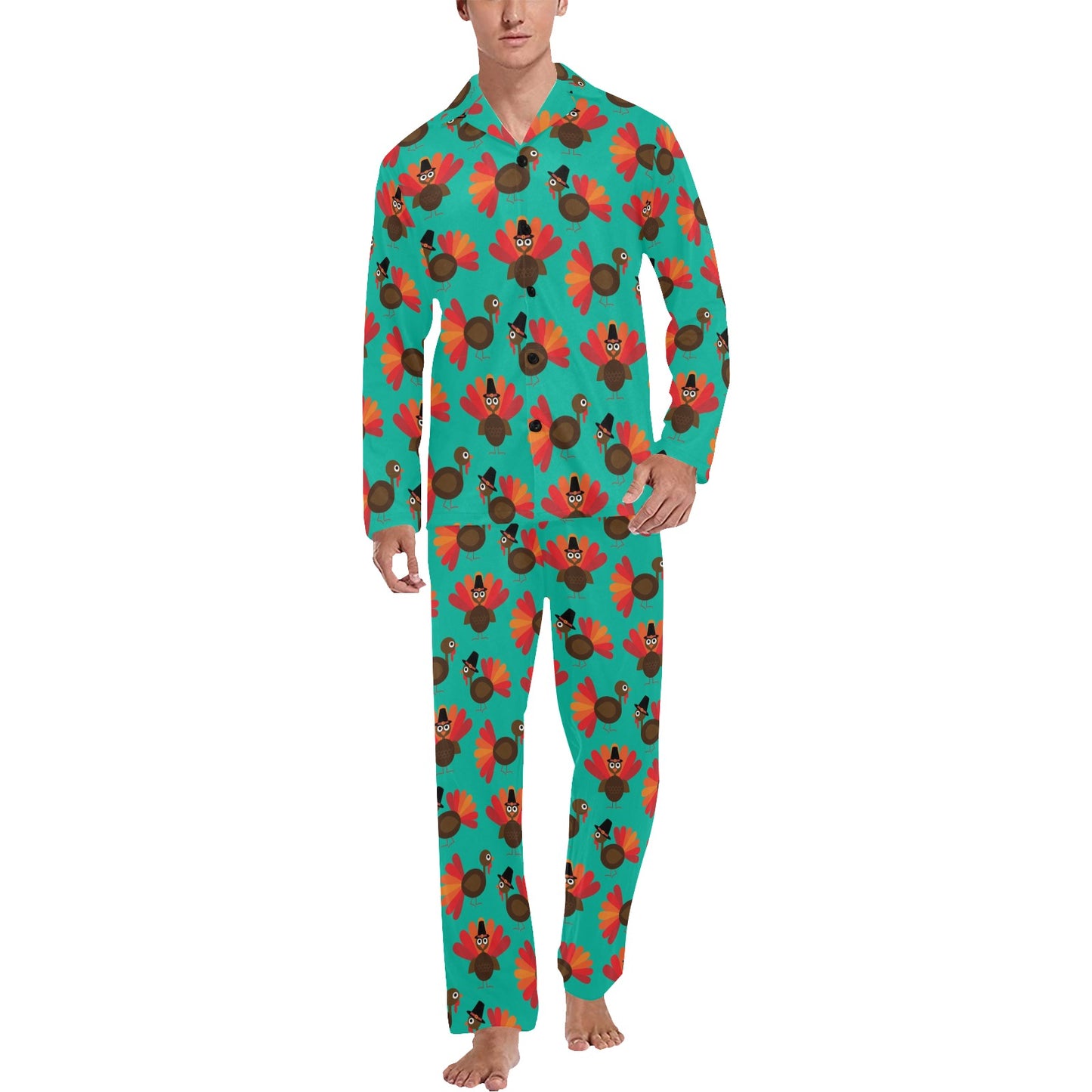 Thanksgiving Print Design LKS307 Men's Long Pajama Set