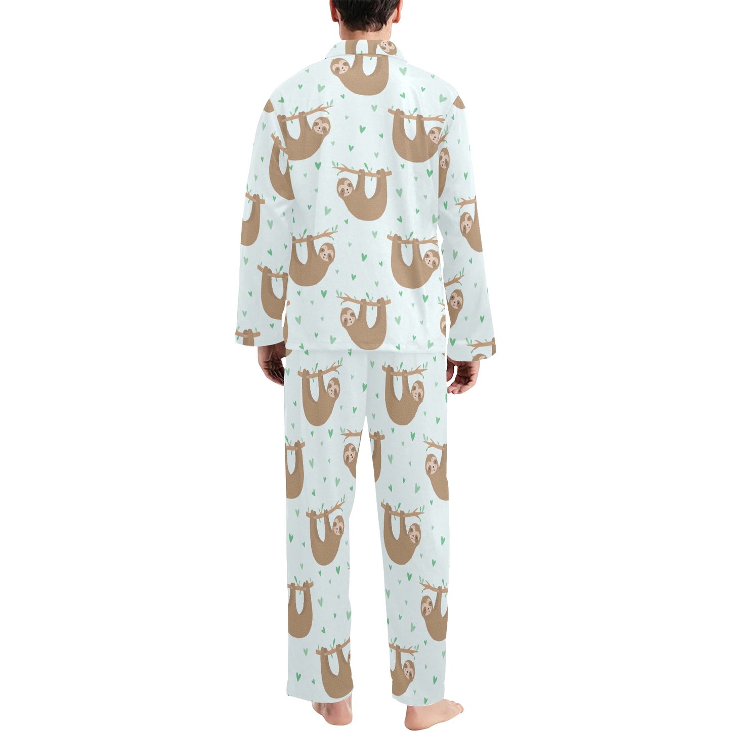 Sloth Print Design LKS308 Men's Long Pajama Set