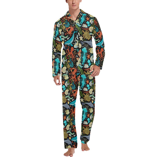 Underwater Animal Print Design LKS301 Men's Long Pajama Set