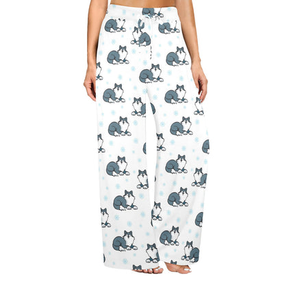 Alaskan Malamute Pattern Print Design 03 Women's Wide Leg Lounge Pants