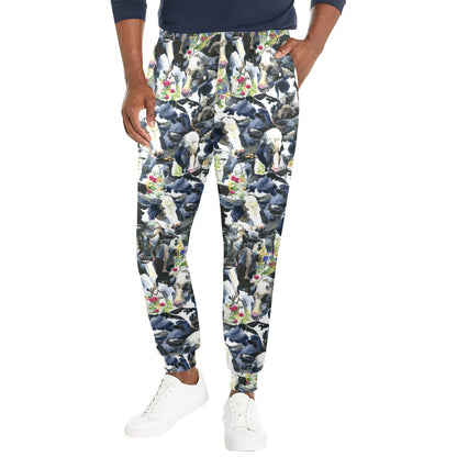 Cow Watercolor Print Pattern Men's Casual Track Pants
