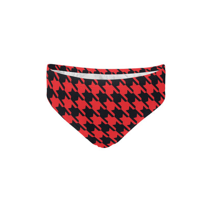 Houndstooth Red Pattern Print Design 03 Men's Swimming Briefs