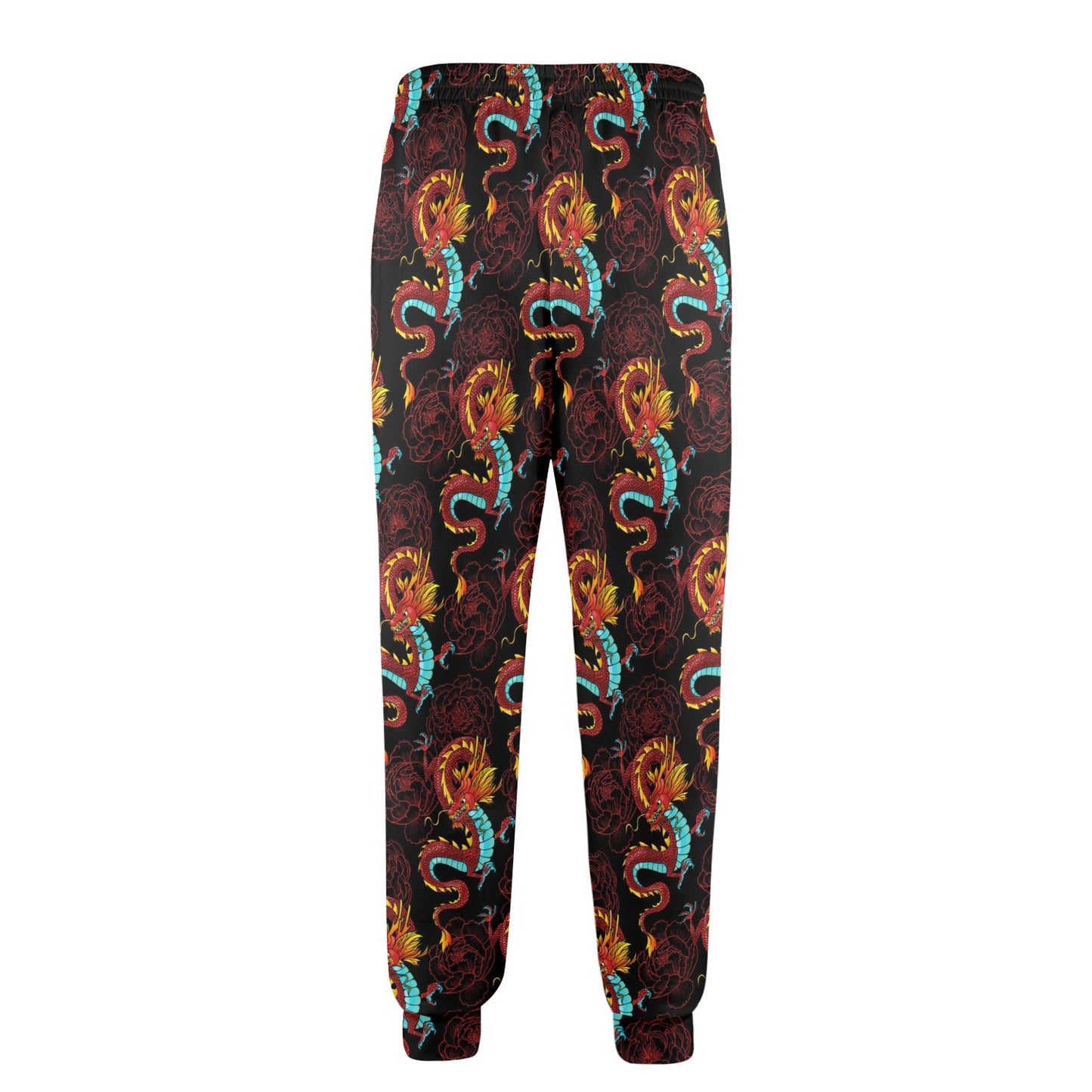 Chinese Dragons and Peonies Design Men's Casual Track Pants