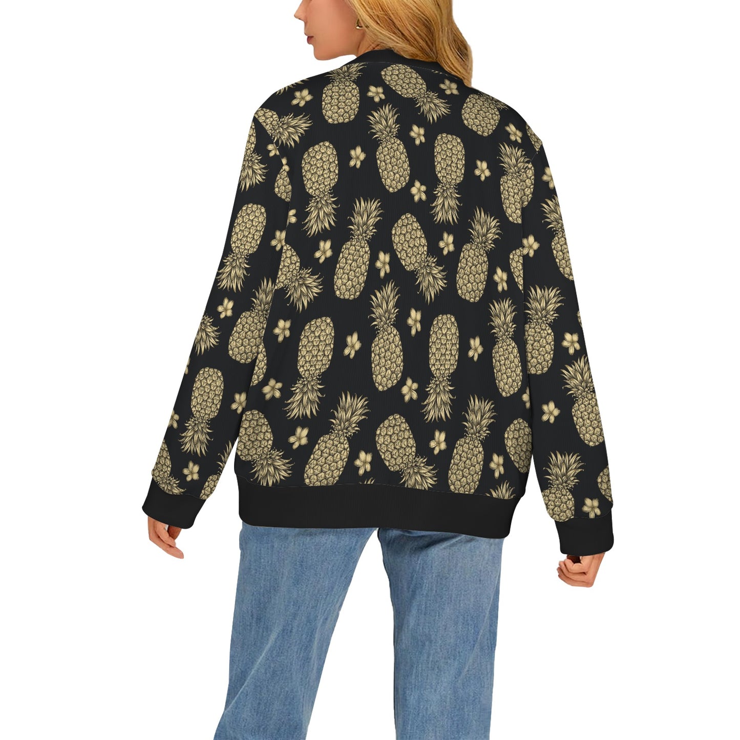 Gold Pineapple Hibiscus Women's Cardigan
