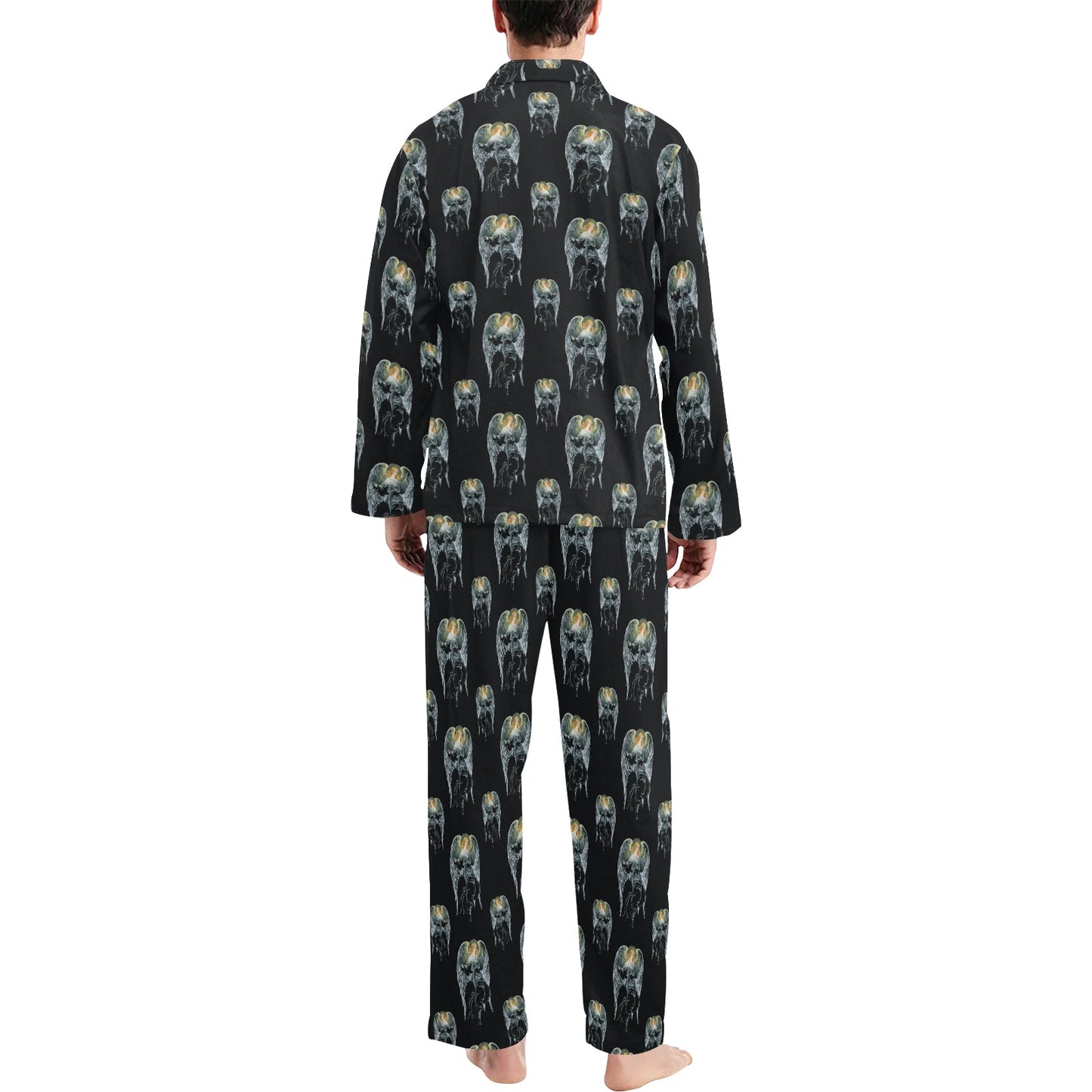 Angel with Wings Cute Design Print Men's Long Pajama Set