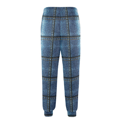 Jean Patchwork Pattern Print Design 02 Men's Casual Track Pants
