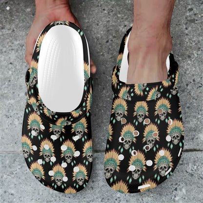 American indian Skull Pattern Unisex Clogs Shoes
