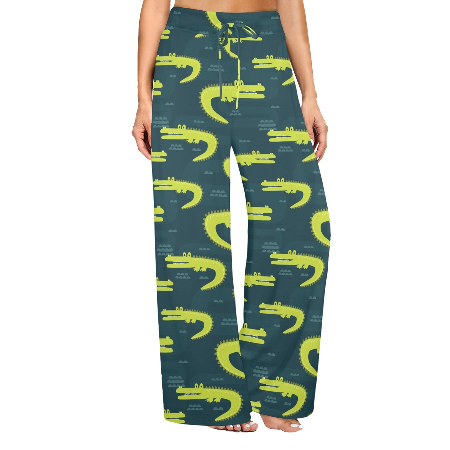 Alligator Pattern Print Design 03 Women's Wide Leg Lounge Pants