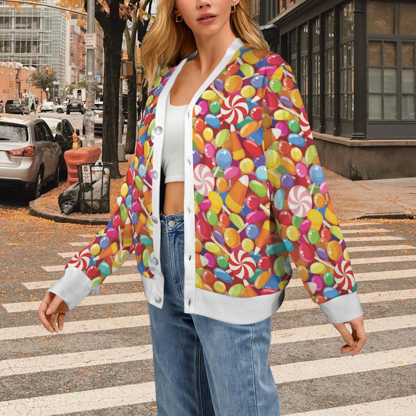 Candy Pattern Print Design 02 Women's Cardigan