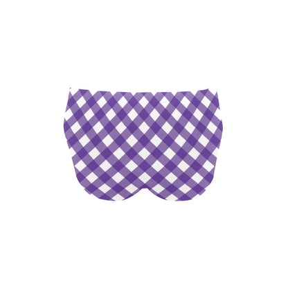 Gingham Purple Pattern Print Design 03 Men's Swimming Briefs