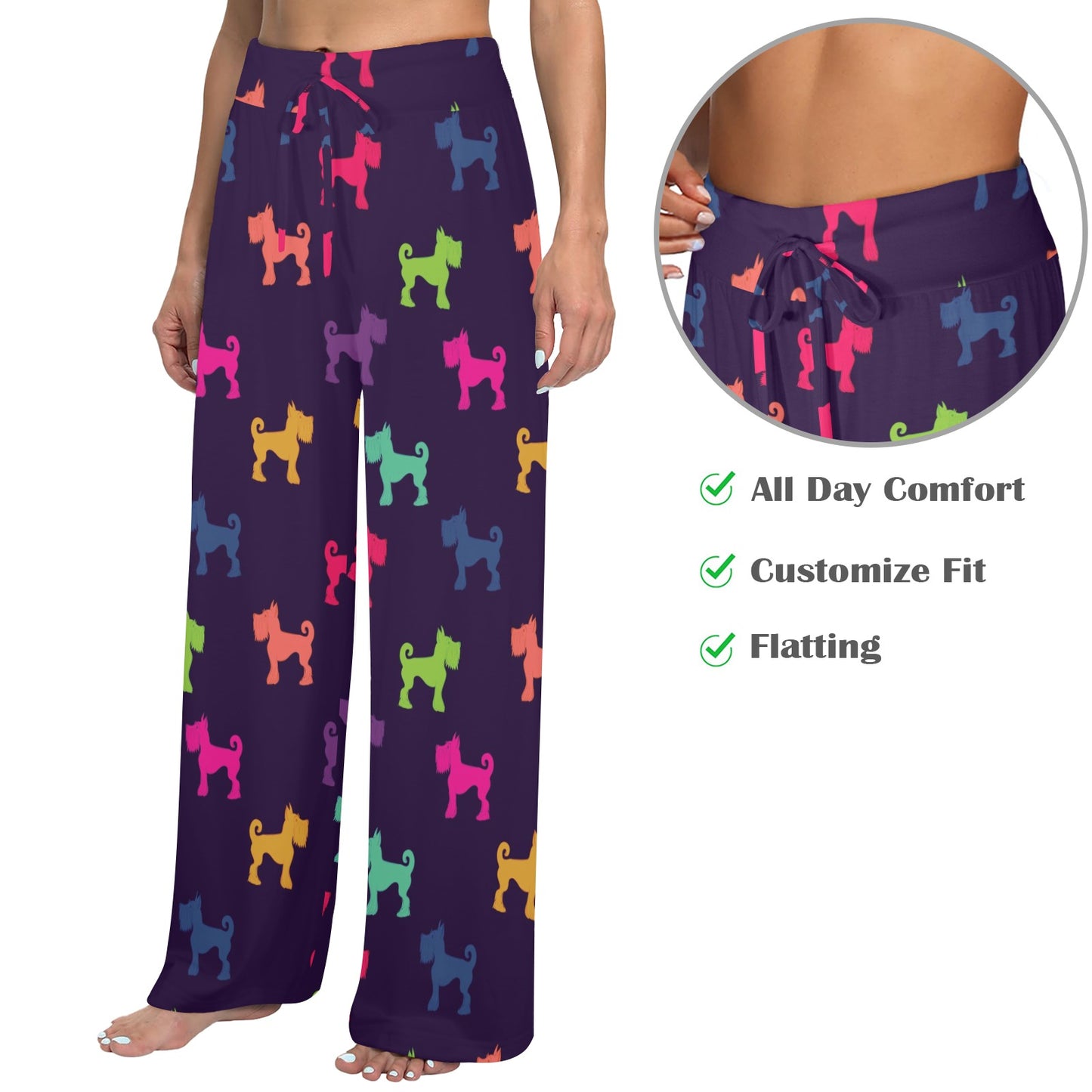 Schnauzers Pattern Print Design A05 Women's Wide Leg Lounge Pants