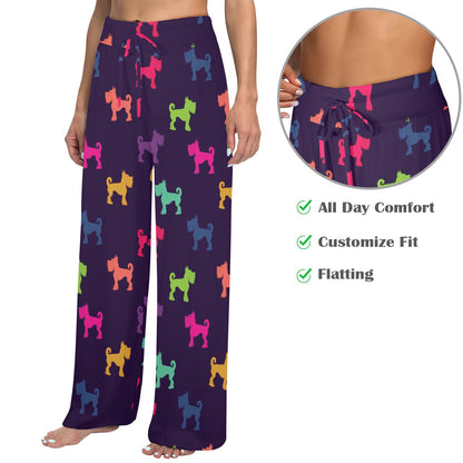 Schnauzers Pattern Print Design A05 Women's Wide Leg Lounge Pants