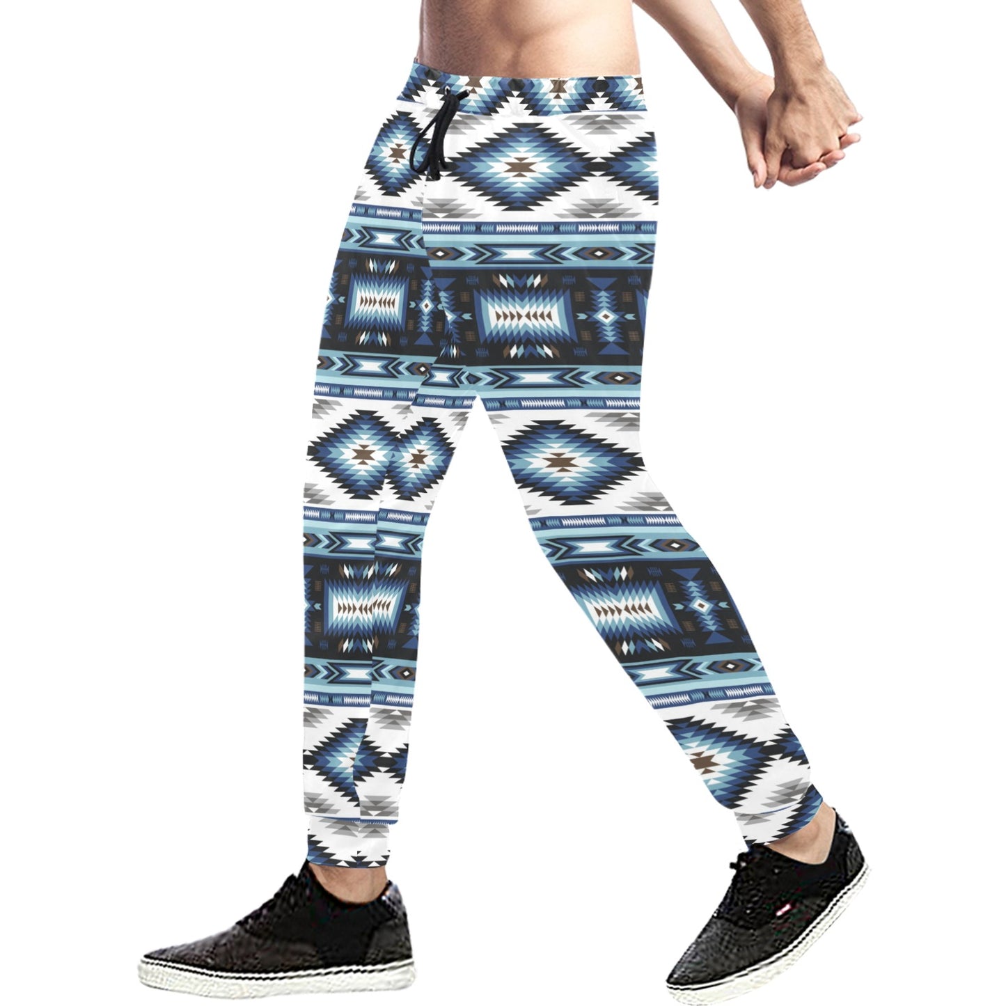 Navajo Dark Blue Print Pattern Men's Sweatpants