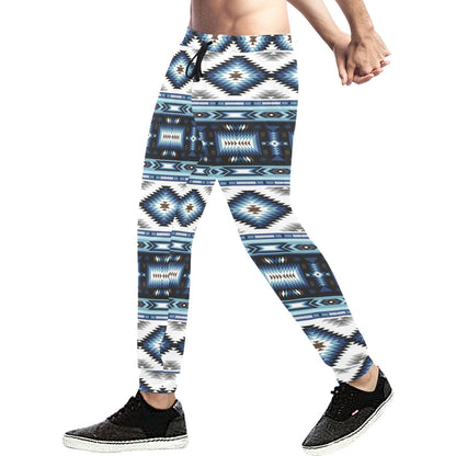 Navajo Dark Blue Print Pattern Men's Sweatpants