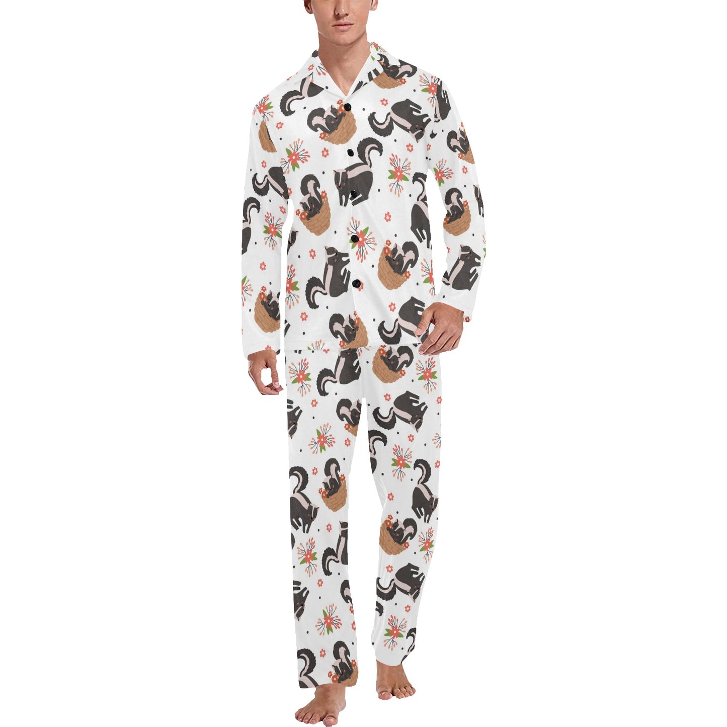 Skunk Print Design LKS304 Men's Long Pajama Set