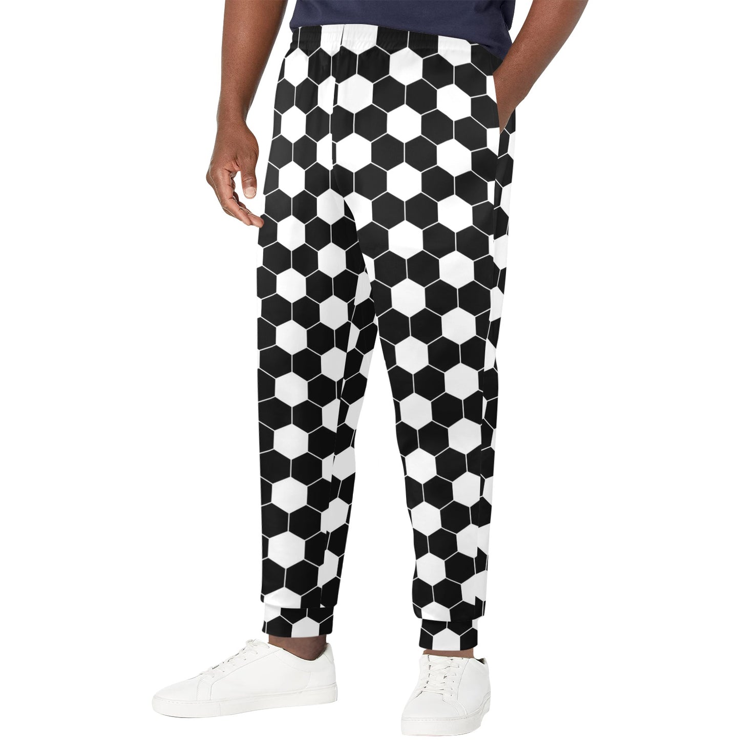Hexagonal black white Design Print Pattern JJ0341 Men's Casual Track Pants