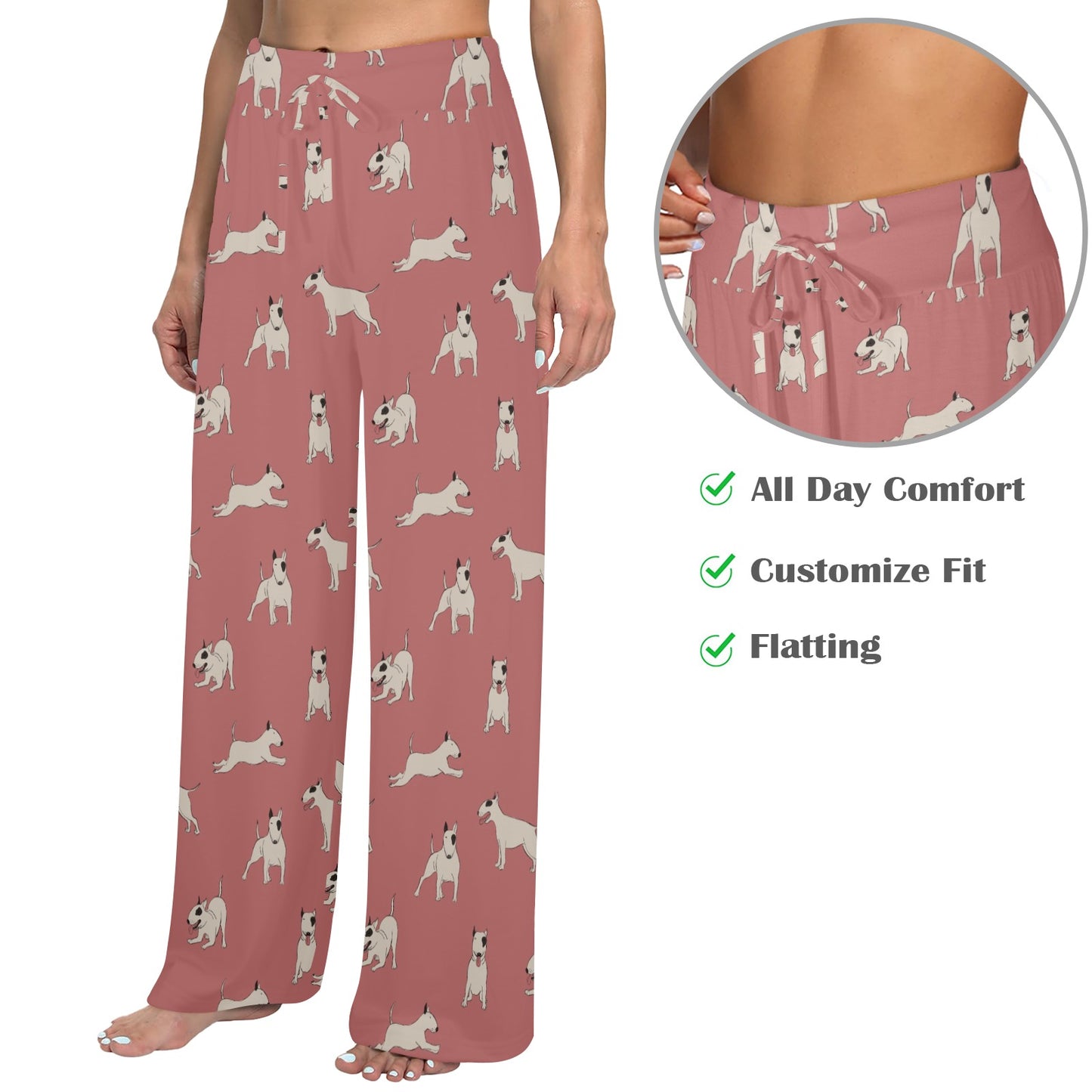 Bull Terriers Pattern Print Design 09 Women's Wide Leg Lounge Pants