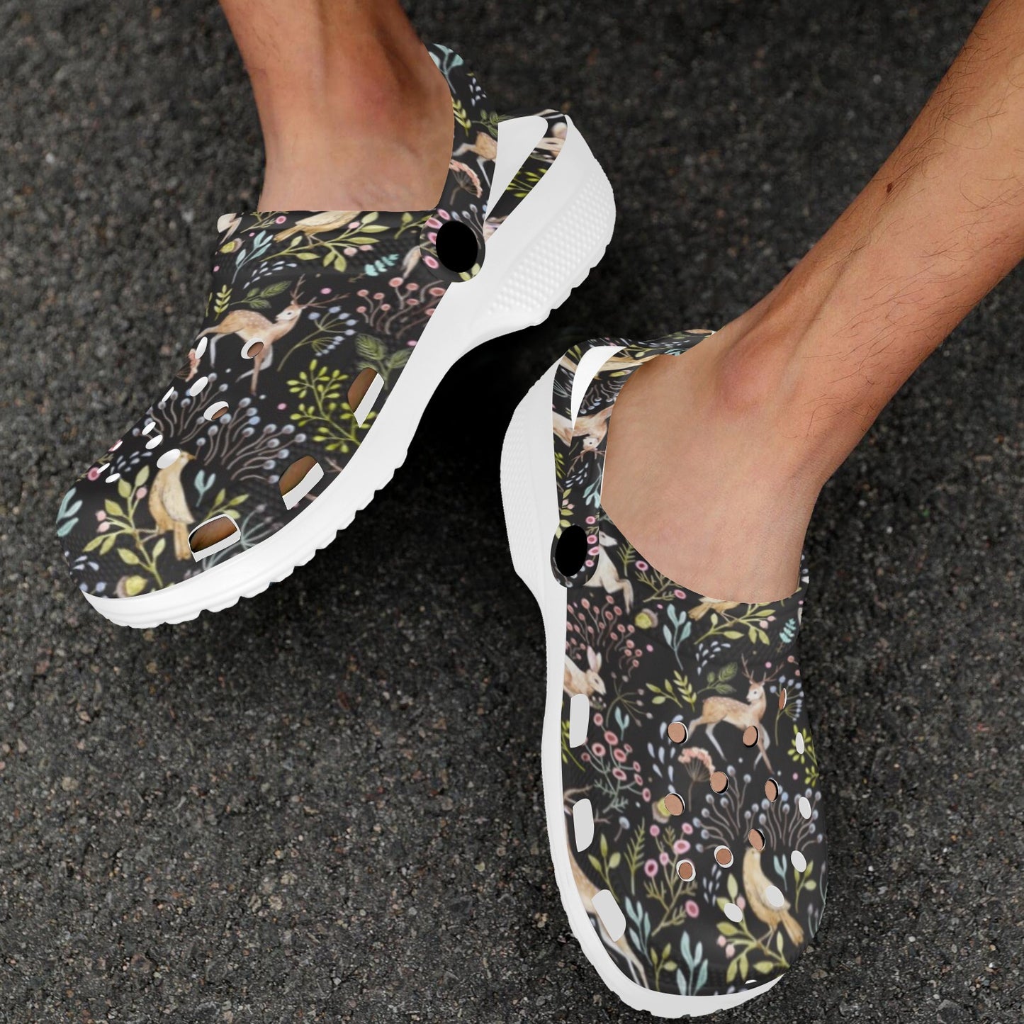 Deer Floral Jungle Unisex Clogs Shoes