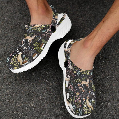 Deer Floral Jungle Unisex Clogs Shoes