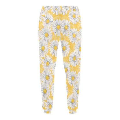Daisy Yellow Watercolor Print Pattern Men's Sweatpants