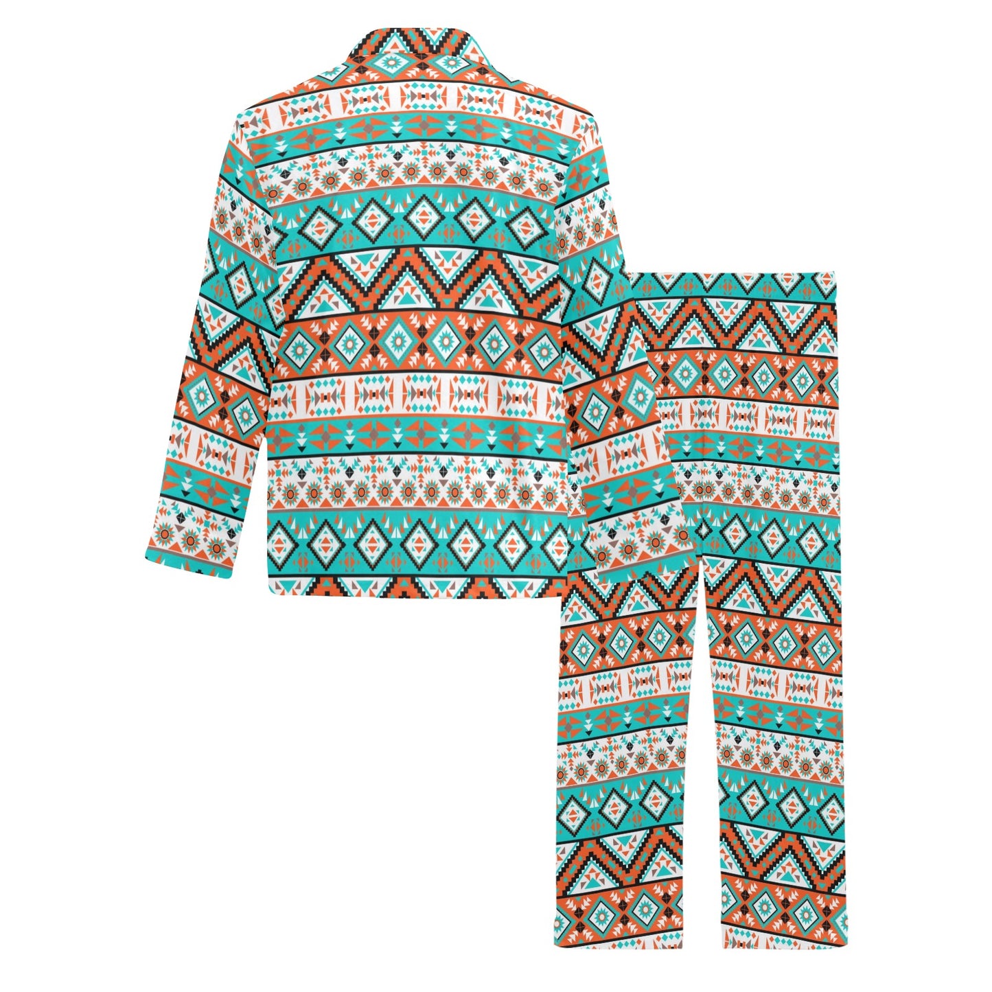 Navajo Style Print Pattern Men's Long Pajama Set