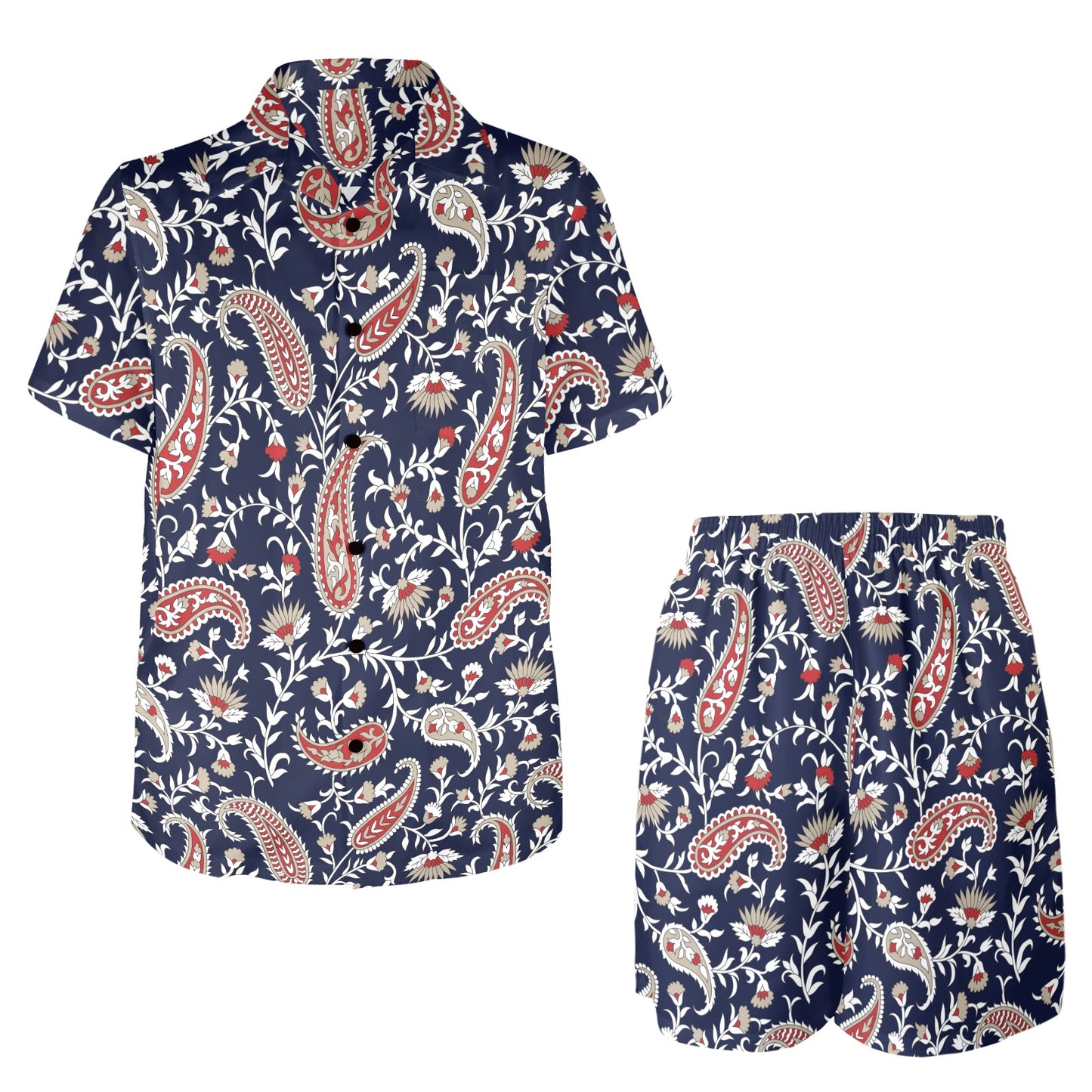 Paisley Pattern Print Design A05 Men's Beach Shirt and Shorts Set