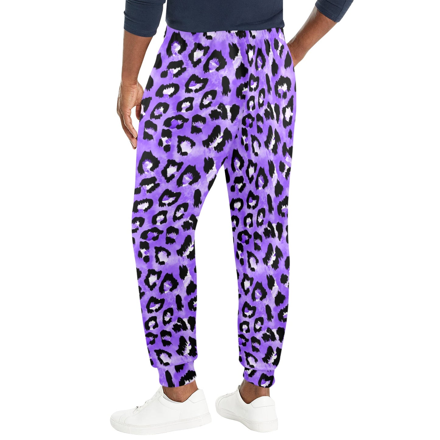 Leopard Purple Skin Print Men's Casual Track Pants