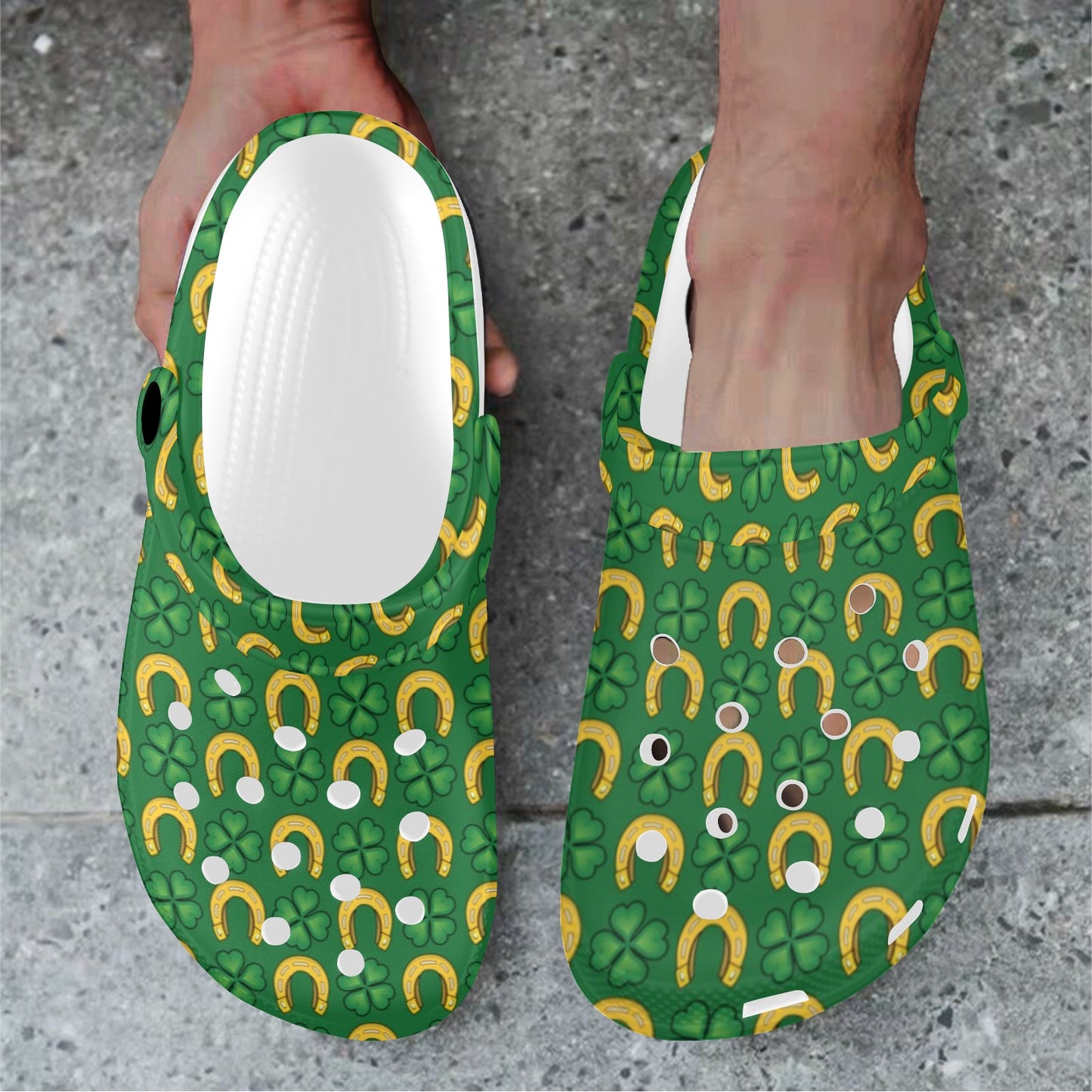 Shamrock Horseshoes Print Pattern Unisex Clogs Shoes