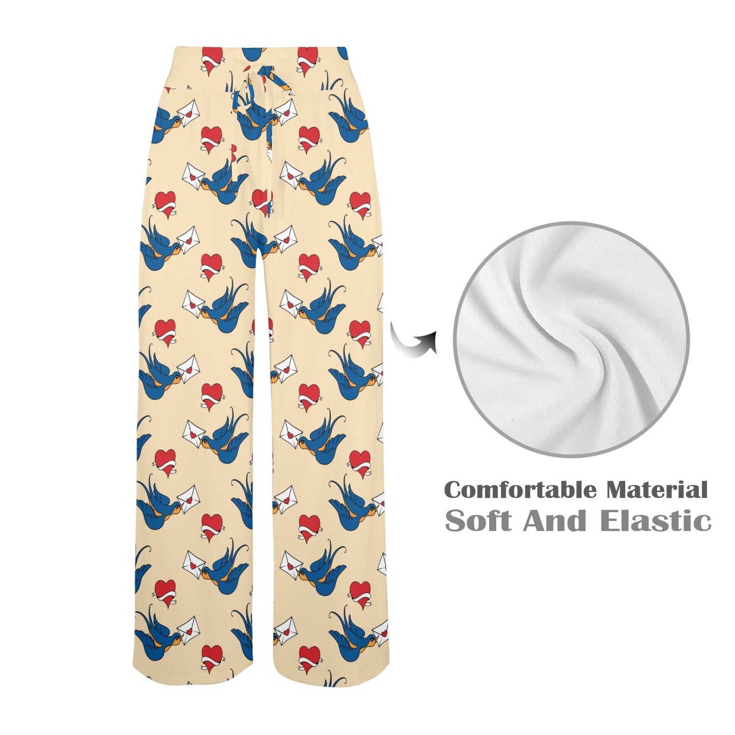 Swallow Bird Pattern Print Design 05 Women's Wide Leg Lounge Pants