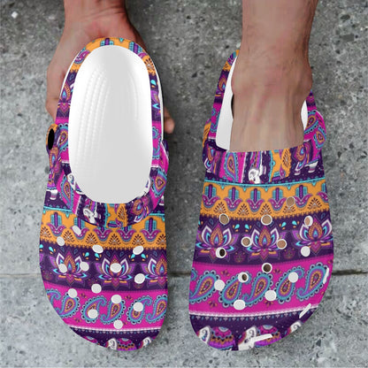 Boho Indian Style Pattern Unisex Clogs Shoes