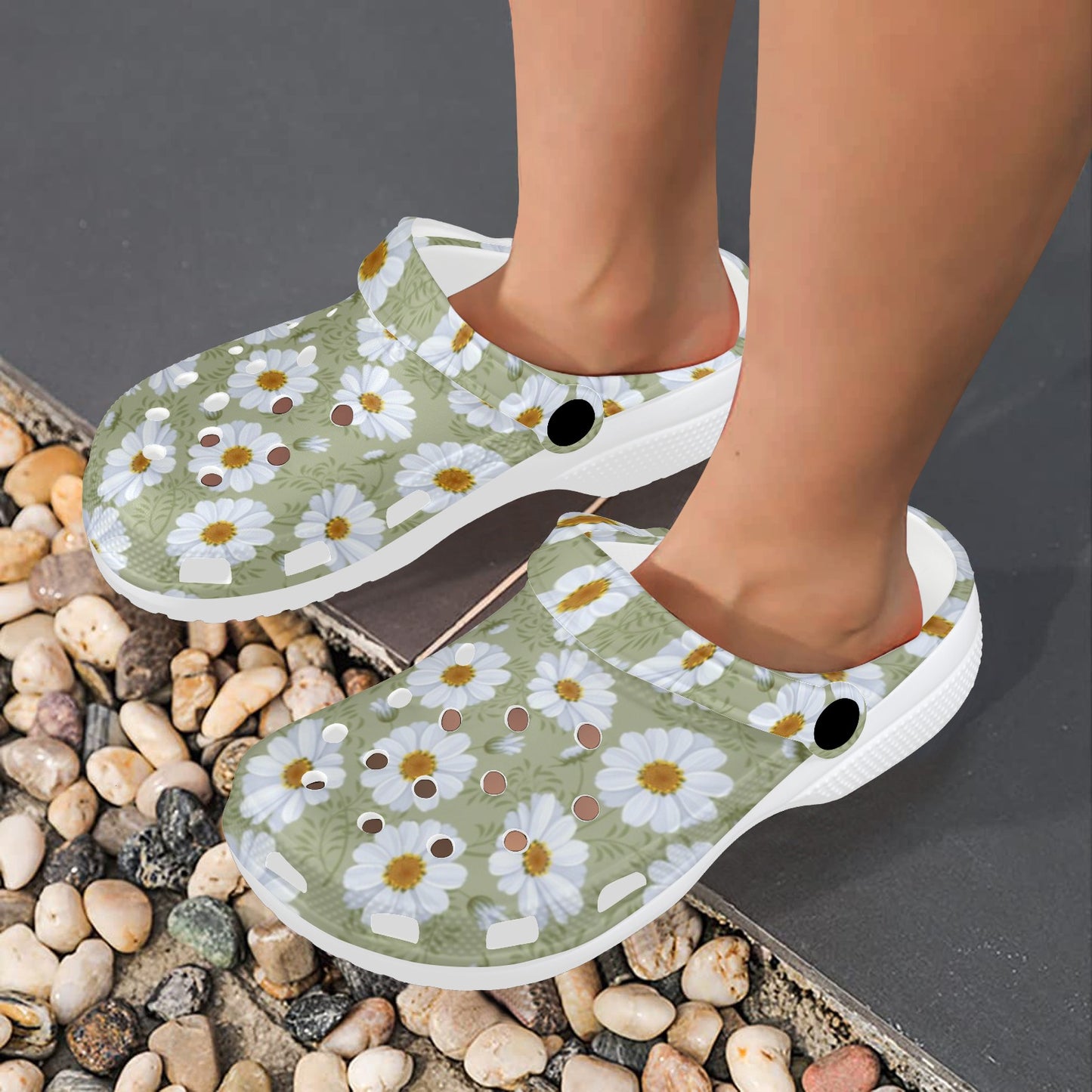 Daisy Yellow Print Pattern Unisex Clogs Shoes