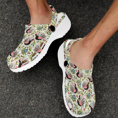 Rooster Print Design Unisex Clogs Shoes