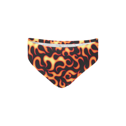 Flame Fire Themed Print Men's Swimming Briefs