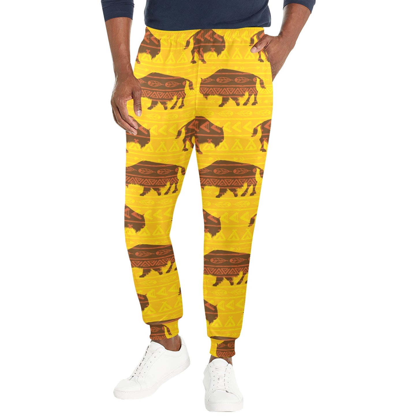 Bison Native Pattern Print Design 01 Men's Casual Track Pants
