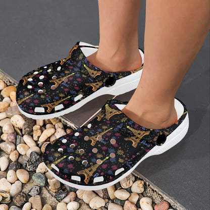 Eiffel Tower Love Paris Print Unisex Clogs Shoes