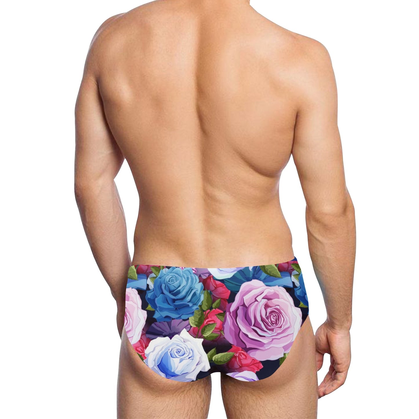 Rose Pattern Print Design RO09 Men's Swimming Briefs