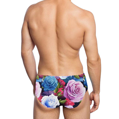 Rose Pattern Print Design RO09 Men's Swimming Briefs