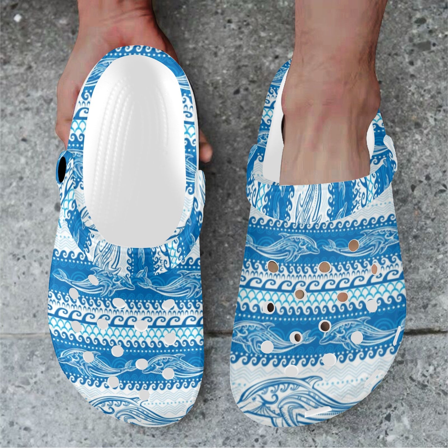 Dolphin Tribal Print Pattern Unisex Clogs Shoes