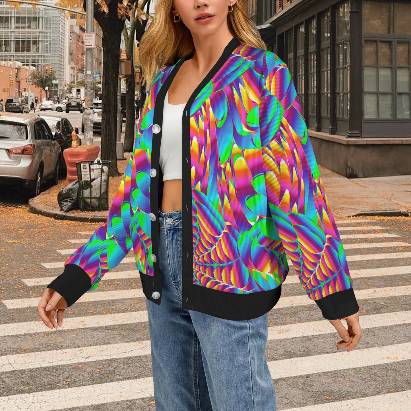 Psychedelic Trippy Pattern Women's Cardigan
