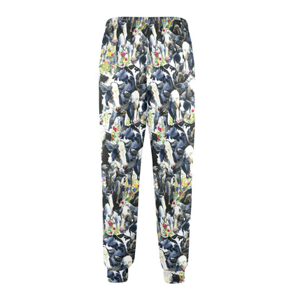 Cow Watercolor Print Pattern Men's Casual Track Pants